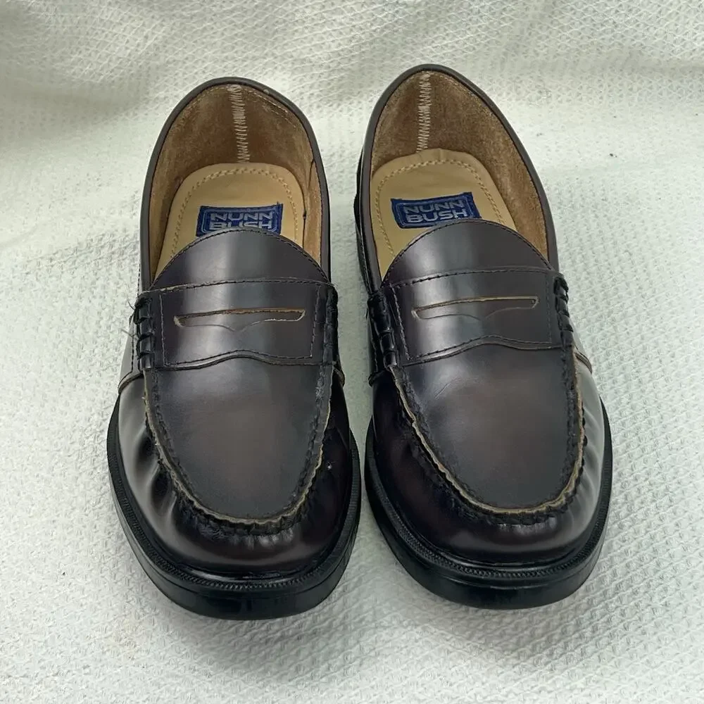 Nunn Bush 86538-05 Men’s 10.5M Brown Leather Penny Loafers Slip On Dress Shoes
